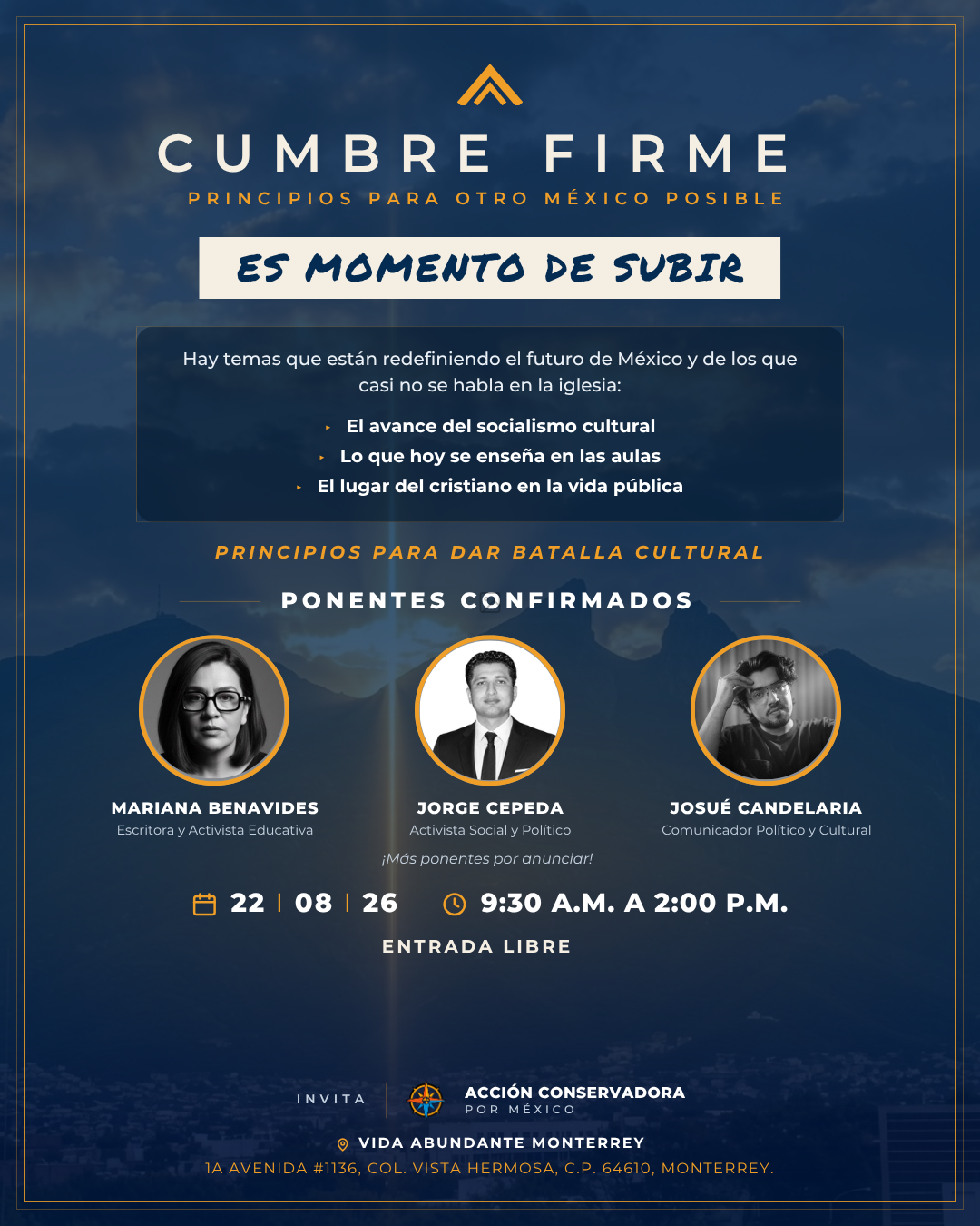 Cartel Cumbre FIRME — 22 de agosto, Monterrey