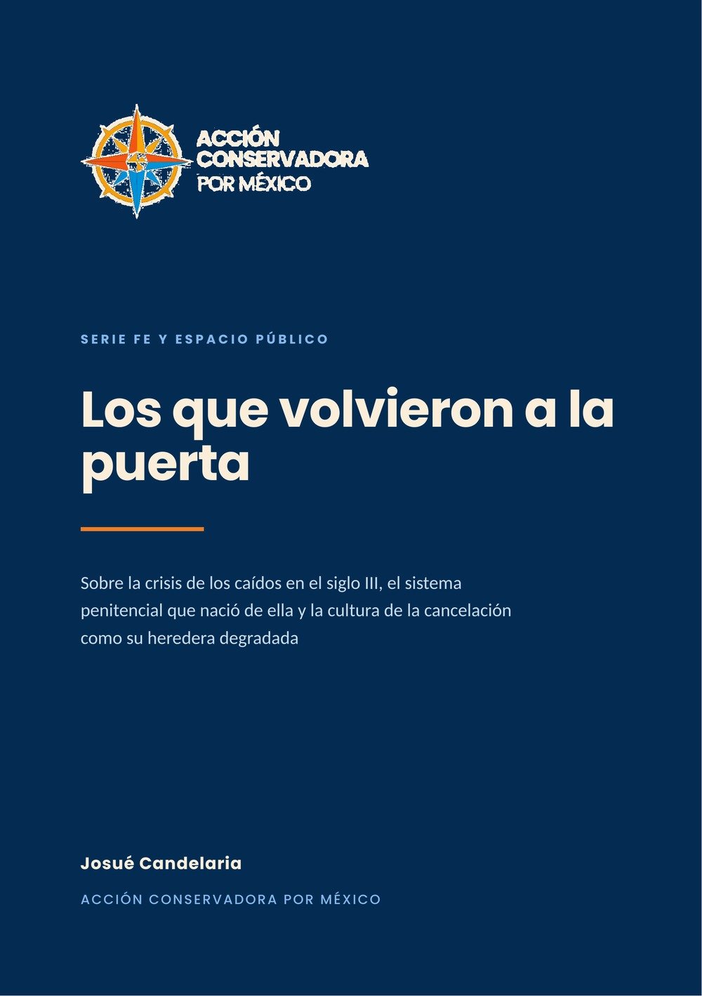 Portada del cuadernillo Los que volvieron a la puerta, de Acción Conservadora por México